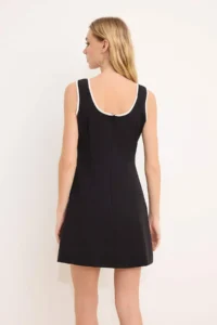 TRENDYOLMİLLA Black Piping Detailed Mini Flexible Weaving Dress - Image 4