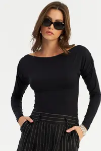 Cool & Sexy Women Black Shirred Blouse