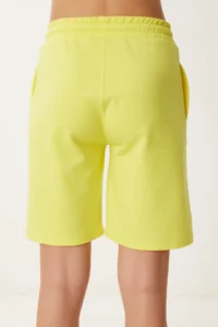 Happiness İstanbul Women Yellow with pocket Cotton Knitting Shorts - Image 6
