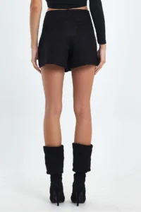 Ceylen Capped Stone Detail Suede Shorts Skirt - Image 7