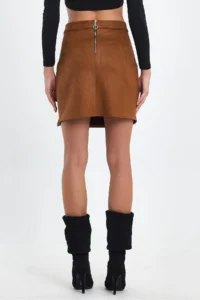 Ceylen Pocket Detay Suede Skirt - Image 2