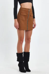 Ceylen Pocket Detay Suede Skirt - Image 4