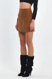 Ceylen Pocket Detay Suede Skirt - Image 5