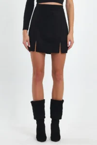 Ceylen Double slit Suede Skirt