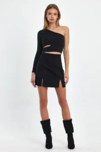 Ceylen Double slit Suede Skirt - Image 4