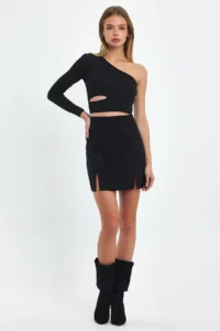 Ceylen Double slit Suede Skirt - Image 5