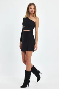 Ceylen Double slit Suede Skirt - Image 7