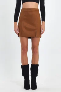 Ceylen Double slit Suede Skirt