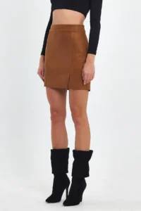 Ceylen Double slit Suede Skirt - Image 3