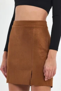 Ceylen Double slit Suede Skirt - Image 4