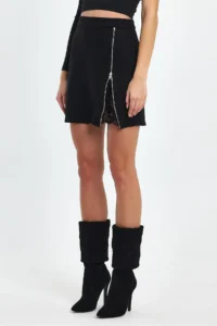 Ceylen Lace Detay Suede Skirt - Image 2