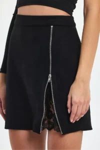 Ceylen Lace Detay Suede Skirt - Image 3