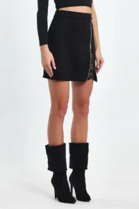 Ceylen Lace Detay Suede Skirt - Image 4