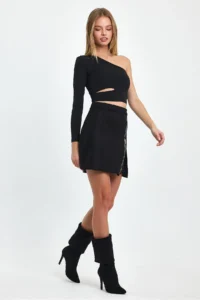 Ceylen Lace Detay Suede Skirt - Image 5