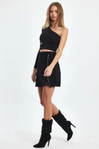 Ceylen Lace Detay Suede Skirt - Image 6