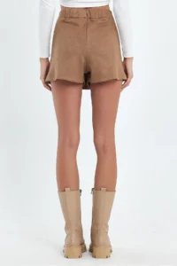 Ceylen Double Slit Suede Shorts Skirt - Image 7