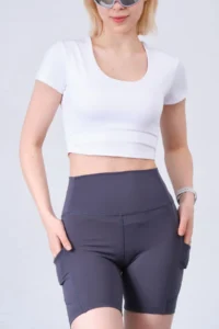 Domoda Push-up Sports Shorts with Anthracite Pockets and Carioca Stitching Flexible and Comfortable Women's Biker Short Tights @padova - Image 2