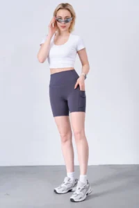 Domoda Push-up Sports Shorts with Anthracite Pockets and Carioca Stitching Flexible and Comfortable Women's Biker Short Tights @padova - Image 7