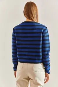 Bianco Lucci Women Striped buttoned Knitwear Cardigan - Image 2