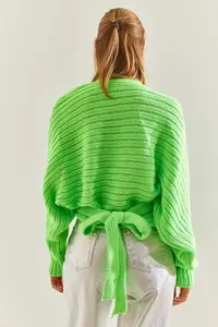 Bianco Lucci Women Braided tied up Knitwear Cardigan NGO162 - Image 2
