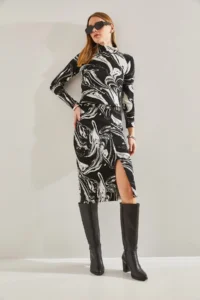 Bianco Lucci Women Dalga Patterned Skirt - Image 2