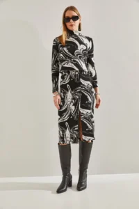 Bianco Lucci Women Dalga Patterned Skirt - Image 7