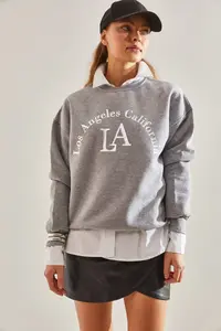 Bianco Lucci Women's La Printed Three Thread Raised Sweatshirt NGO54 - Image 3