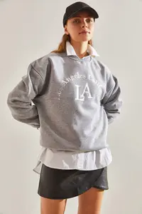 Bianco Lucci Women's La Printed Three Thread Raised Sweatshirt NGO54 - Image 4