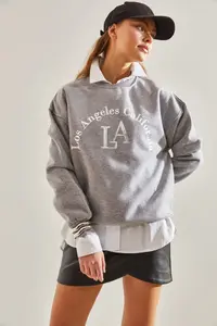 Bianco Lucci Women's La Printed Three Thread Raised Sweatshirt NGO54 - Image 5