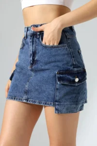 Cool & Sexy Cargo Pocket Detay Mini Jeans Skirt