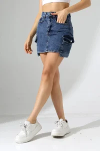 Cool & Sexy Cargo Pocket Detay Mini Jeans Skirt - Image 4