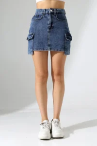Cool & Sexy Cargo Pocket Detay Mini Jeans Skirt - Image 5