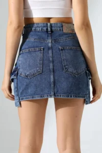 Cool & Sexy Cargo Pocket Detay Mini Jeans Skirt - Image 6