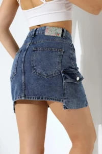 Cool & Sexy Cargo Pocket Detay Mini Jeans Skirt - Image 8