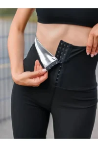 MİSTİRİK Sauna-Tights Model Slimming Thermal Two Sizes Slimming Body Shaper Sauna Corset Tights with Agraffiti