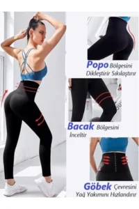 MİSTİRİK Sauna-Leggings Model Fat Burning Slimming Slimming Two Sizes High Waist Sauna Thermal Leggings with Agraffiti - Image 3