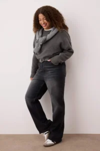 Trendyol Curve Anthracite High Waist Wide Leg comfort/Middle Flexible Plus Size Wide Leg jeans - Image 2
