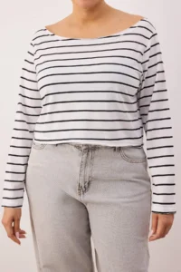 Trendyol Curve Multicolored 2 Sets Paket 100% Cotton Asymmetric Boat Neck Crop Knitting T-Shirt - Image 6