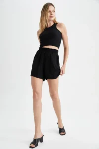 DeFacto Paperbag High Waist Wide Leg Viscose Shorts