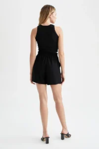 DeFacto Paperbag High Waist Wide Leg Viscose Shorts - Image 3