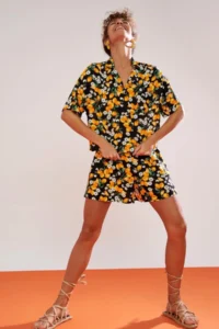 DeFacto Regular Fit flower patterned Organic Cotton Mini Shorts