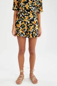 DeFacto Regular Fit flower patterned Organic Cotton Mini Shorts - Image 5
