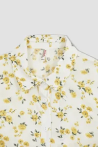DeFacto Girl's Regular Fit Sleeveless Patterned Short Sleeve Shirt - Image 2