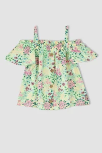 DeFacto Girls' Floral Patterned Short Sleeve Blouse - Image 7