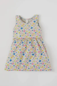 DeFacto Baby Girl Heart Patterned Sleeveless Cotton Knitted Dress T6861a221sp