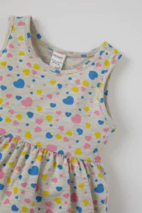 DeFacto Baby Girl Heart Patterned Sleeveless Cotton Knitted Dress T6861a221sp - Image 2