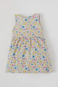 DeFacto Baby Girl Heart Patterned Sleeveless Cotton Knitted Dress T6861a221sp - Image 4