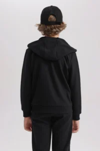 DeFacto Boys' Black Hooded School Cardigan - Image 6