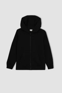 DeFacto Boys' Black Hooded School Cardigan - Image 7