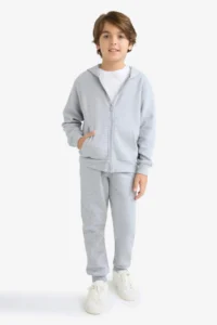 DeFacto Boys' Gray Hooded School Cardigan - Image 2